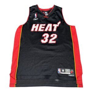 Reebok Miami Heat Shaquille Oneal 32 Basketball Jersey Mens Medium Black Red |F1
